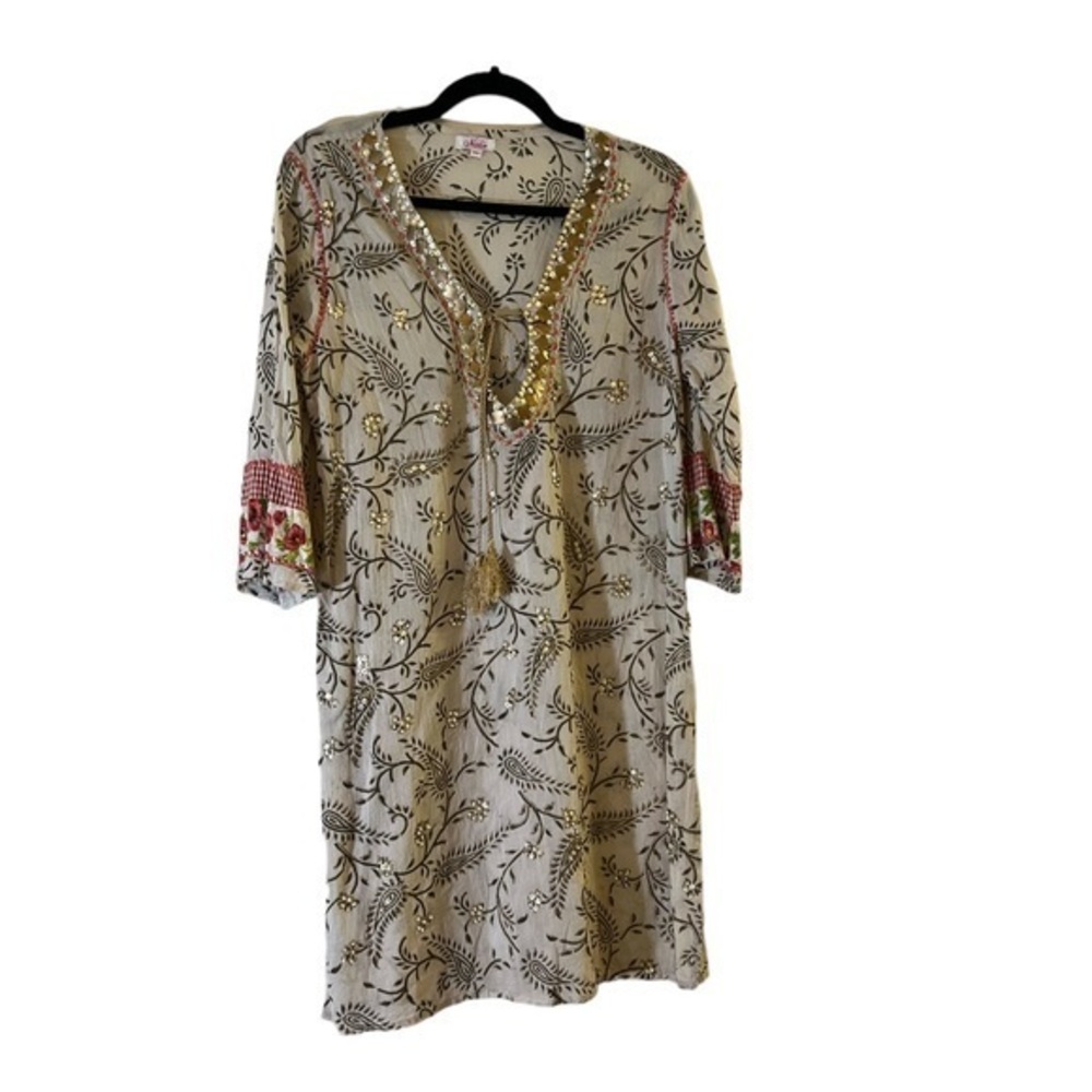 NADIR Vintage Indian Fancy Embroidered Beaded & Sequined Lightweight Kurta Tunic